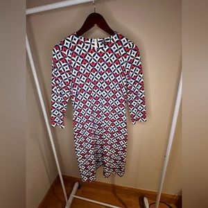 J.McLaughlin Sheath Dress:  Red, White and Blue Mosaic Pattern